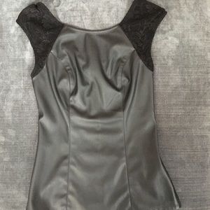 Express black leather and lace top size M
